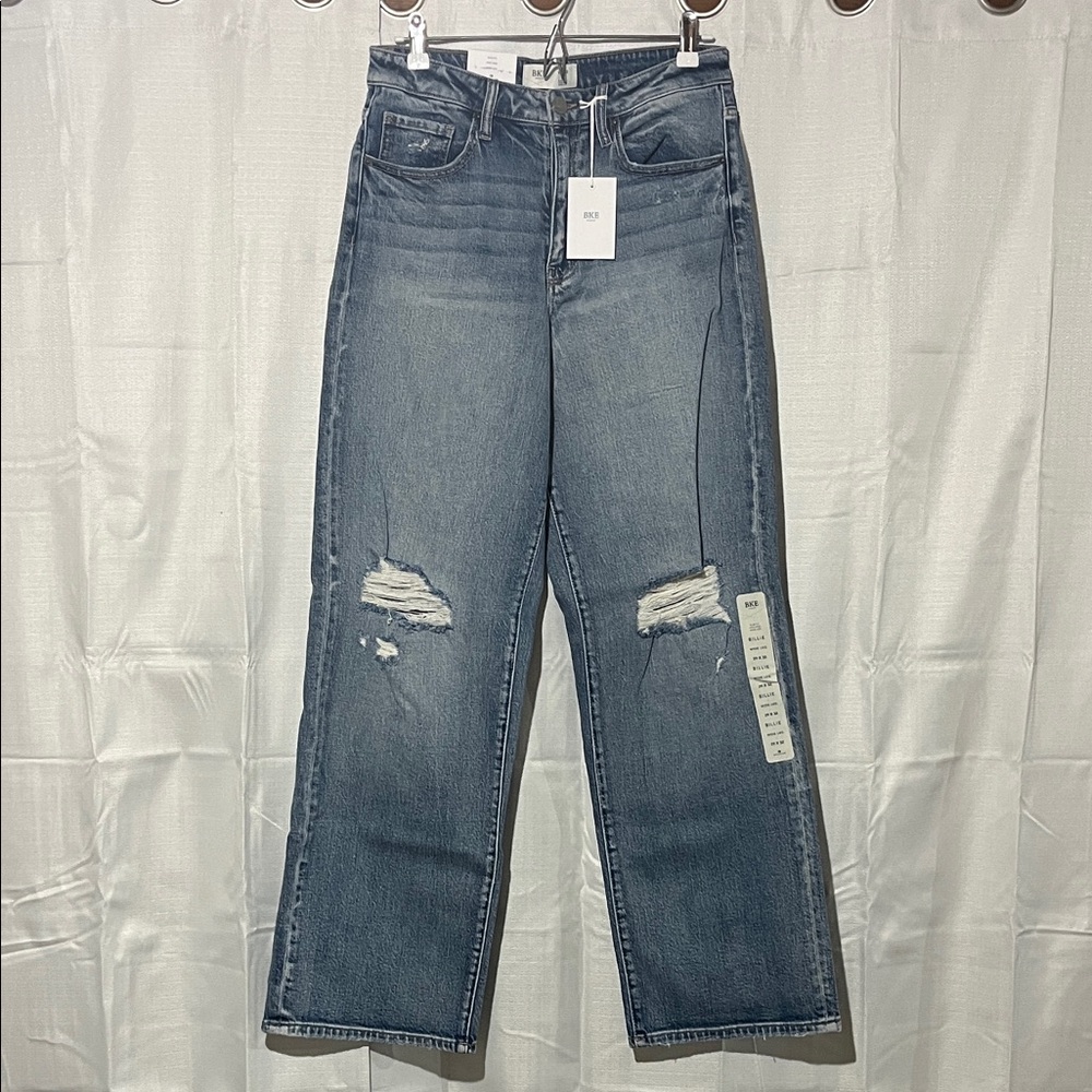 BKE Women's Billie Wide Leg Jeans - Distressed Blue